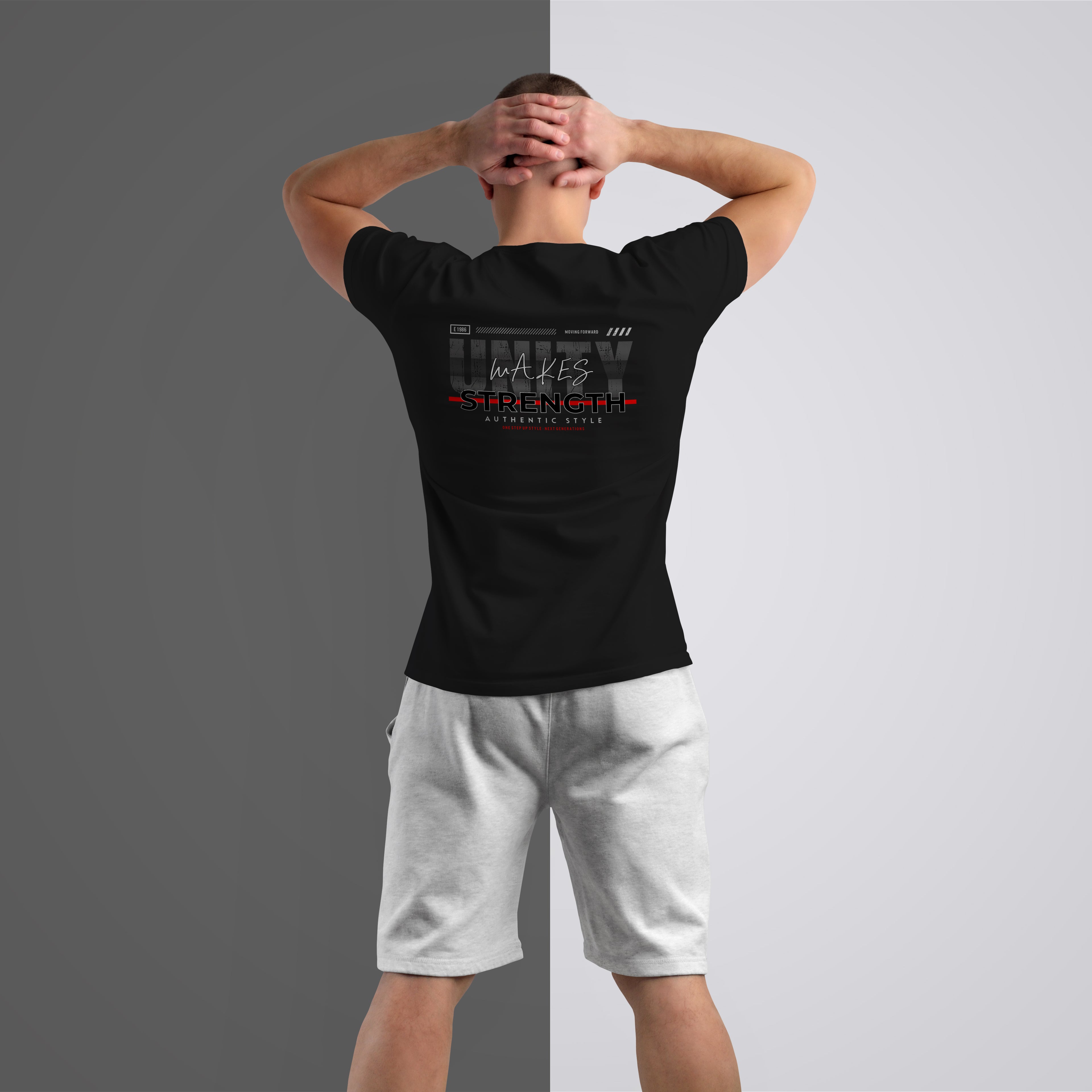 Unity Makes Strength Graphic Tee – Premium Black Back-Print T-Shirt