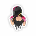 Female Biker with Helmet Vector Illustration Sticker