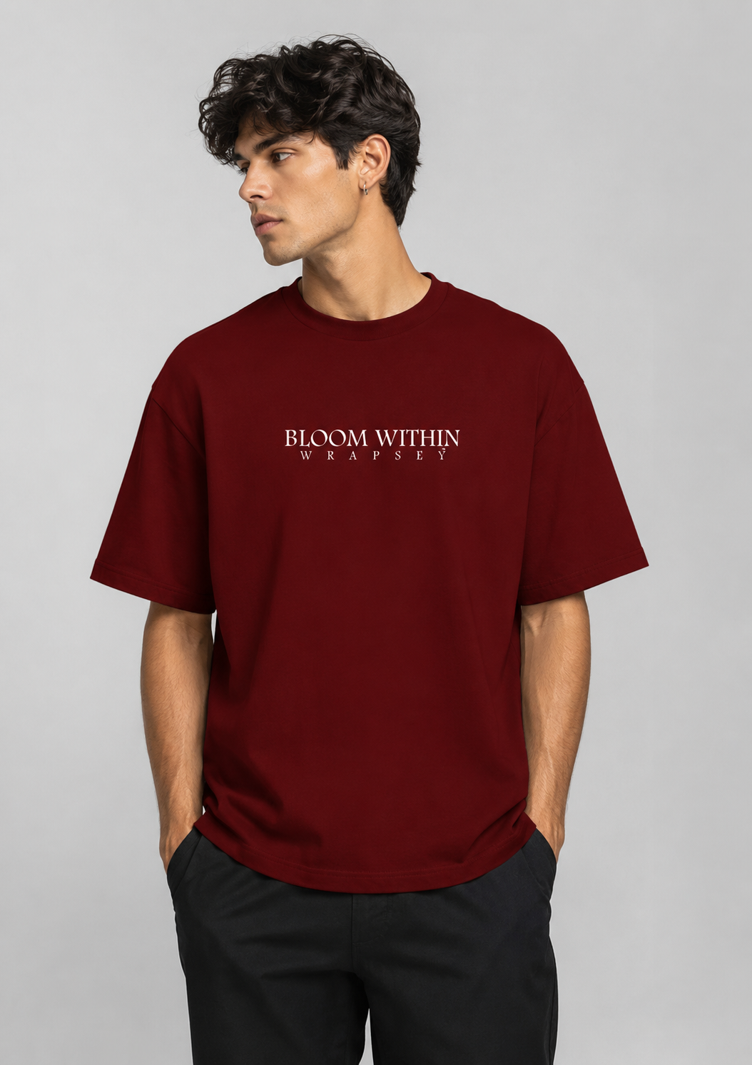 Bloom Within Maroon Oversized T-Shirt