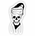 Woman Taking Off Shirt Skull Sticker