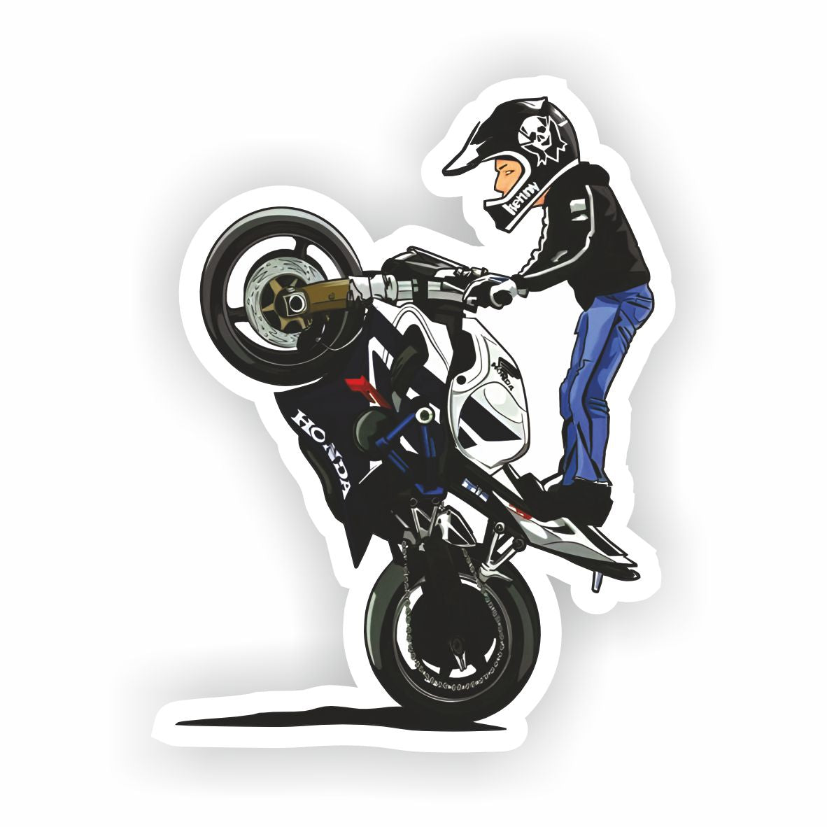 Honda Sportbike Wheelie Sticker - Motorcycle Stunt Rider