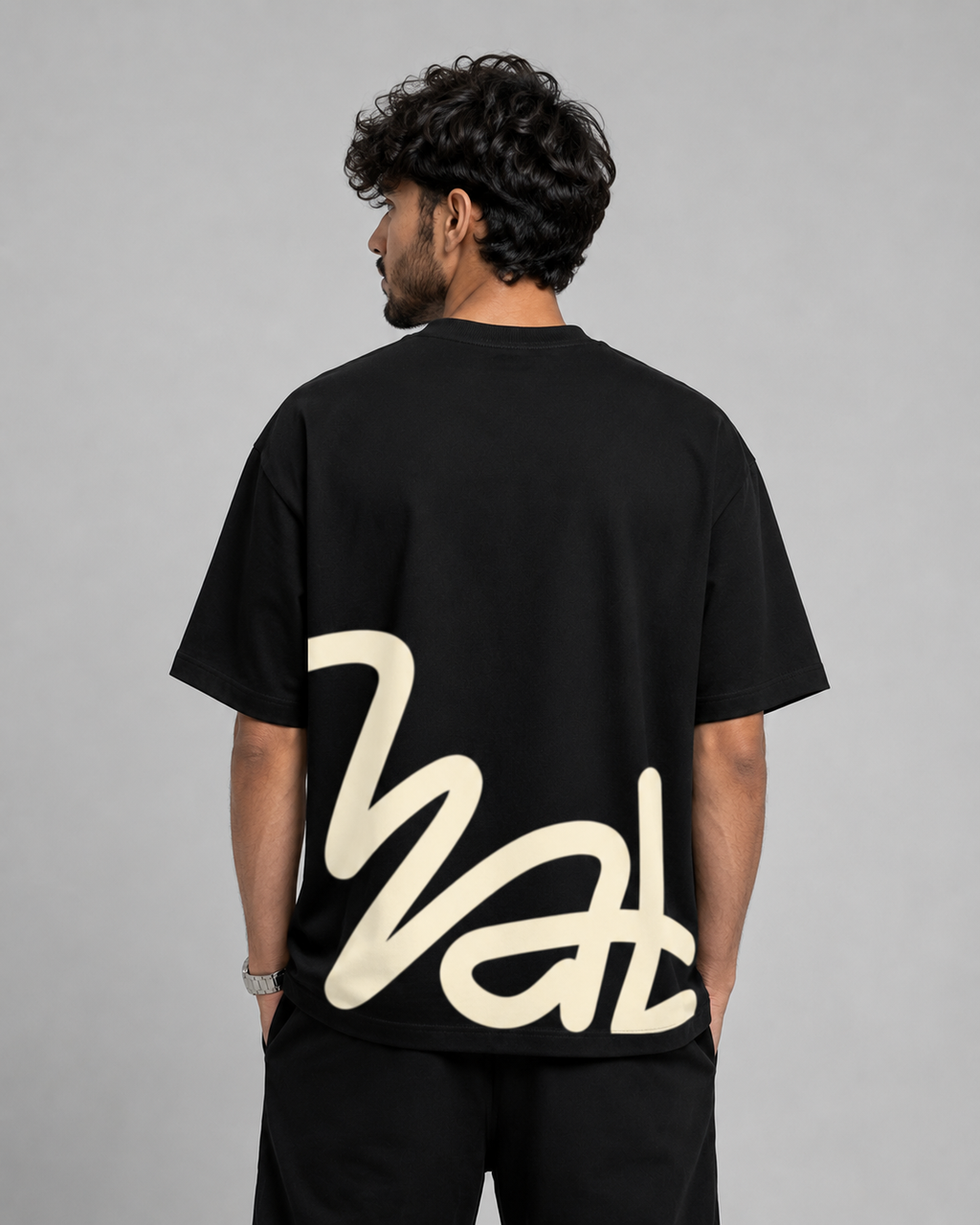 Wrapsey Signature Flow Oversized T-Shirt – Black