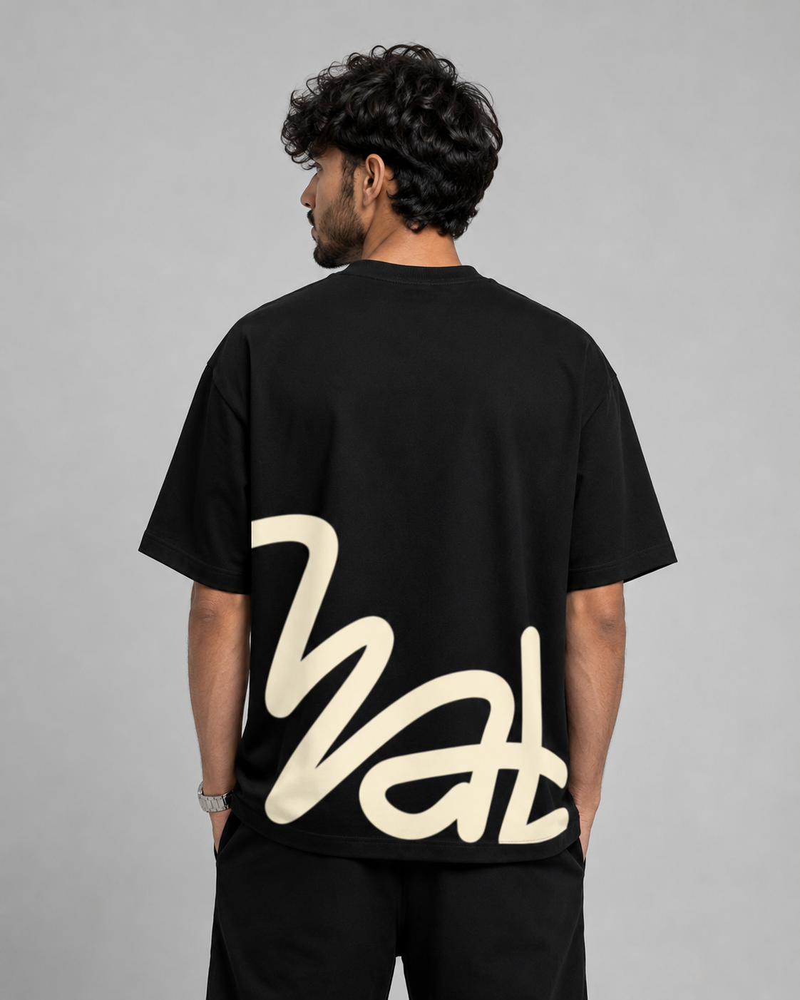 Wrapsey Signature Flow Oversized T-Shirt – Black