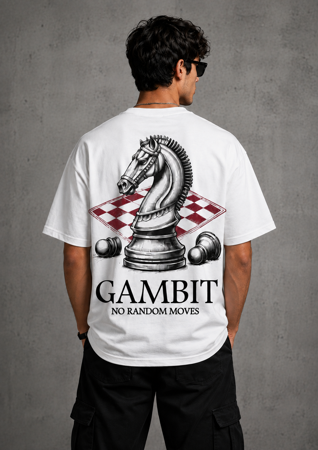 Gambit – No Random Moves Oversized Graphic T-Shirt | White