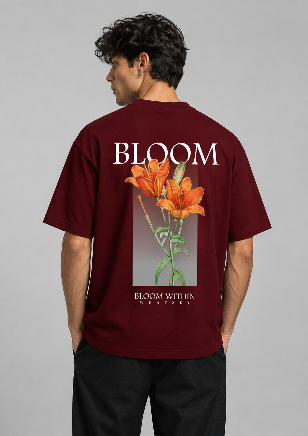 Bloom Within Maroon Oversized T-Shirt