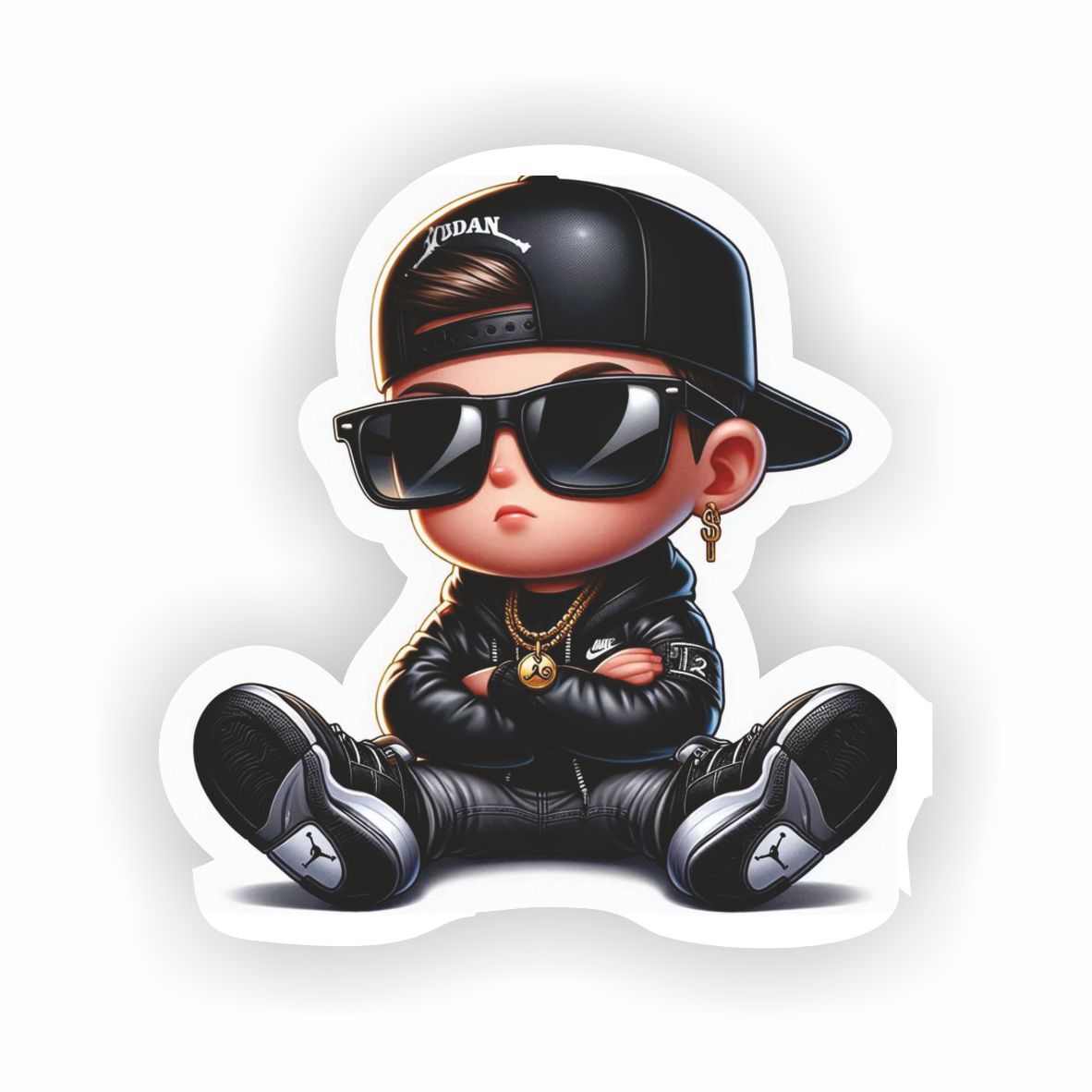 Sneakerhead Baby Sticker - Hip Hop Swag Boy Sunglasses Vinyl Decal