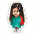 Cute Grumpy Girl Vinyl Sticker - Funny Angry Face Cartoon Character Decal