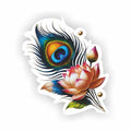 Peacock Feather and Lotus Flower Sticker - Spiritual Yoga Vinyl Decal