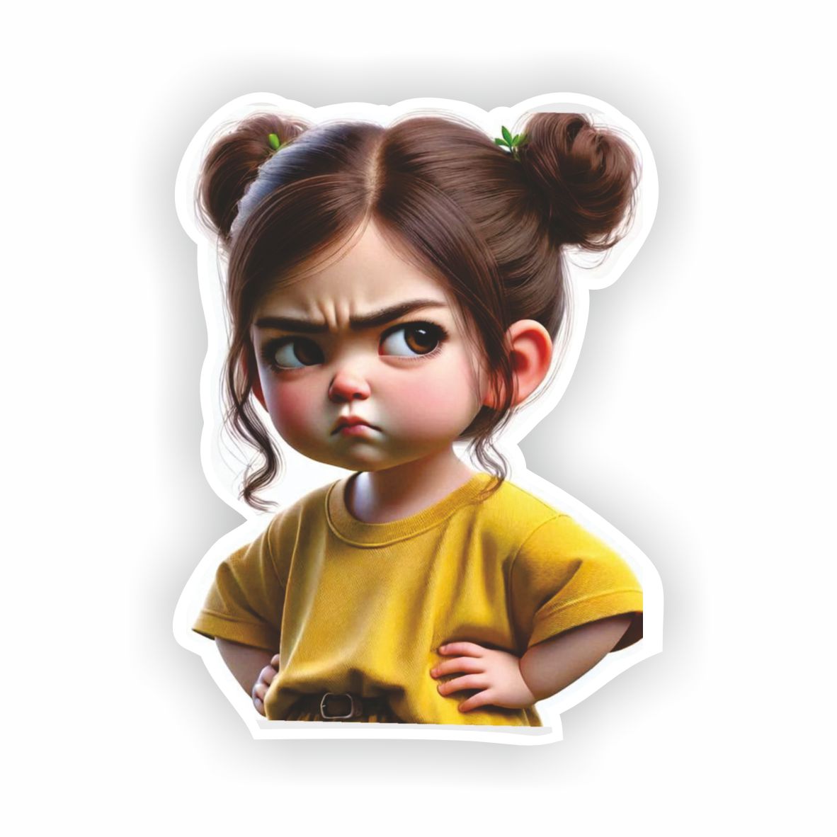Cute Grumpy Girl Vinyl Sticker - Funny Angry Face Cartoon Character Decal