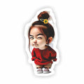 Cute Winking Girl Vinyl Sticker - Funny Cheeky Face Cartoon Character Decal