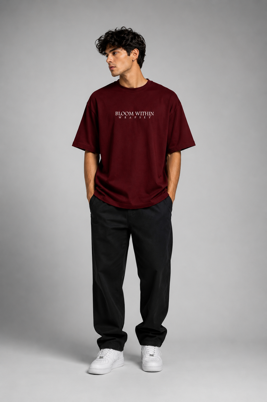 Bloom Within Maroon Oversized T-Shirt