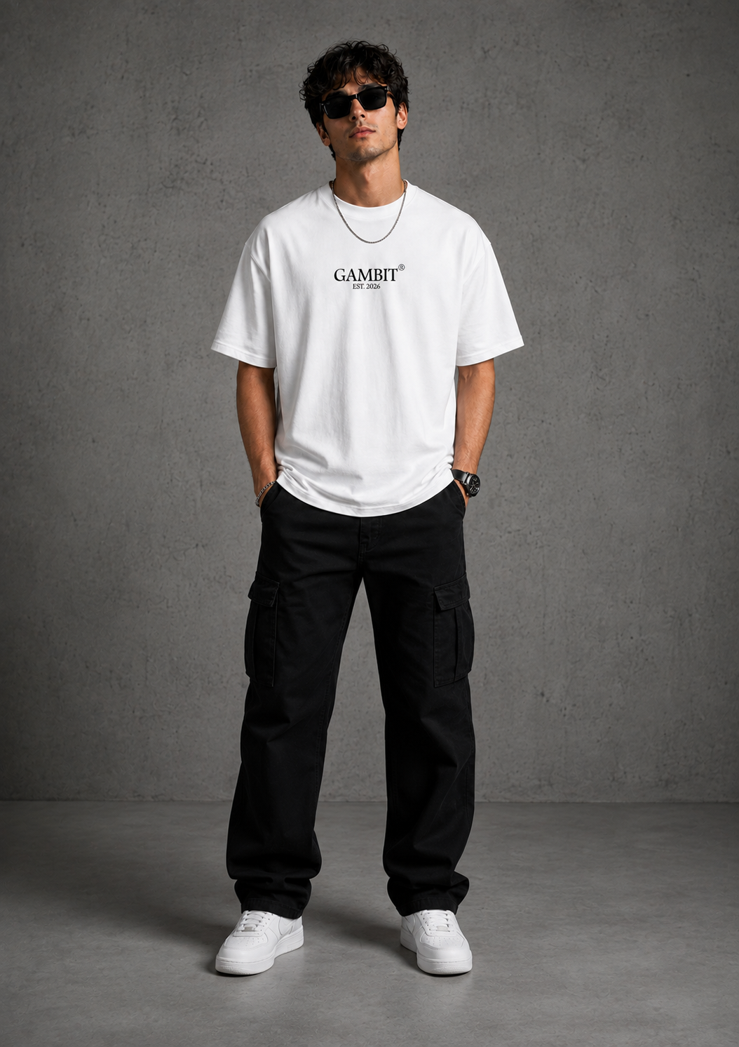Gambit – No Random Moves Oversized Graphic T-Shirt | White