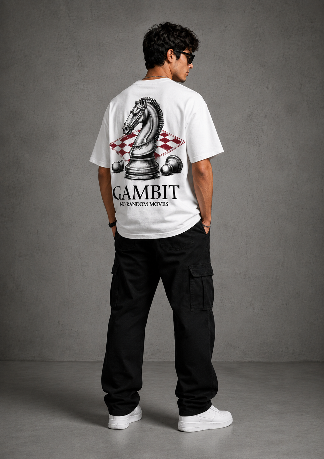 Gambit – No Random Moves Oversized Graphic T-Shirt | White
