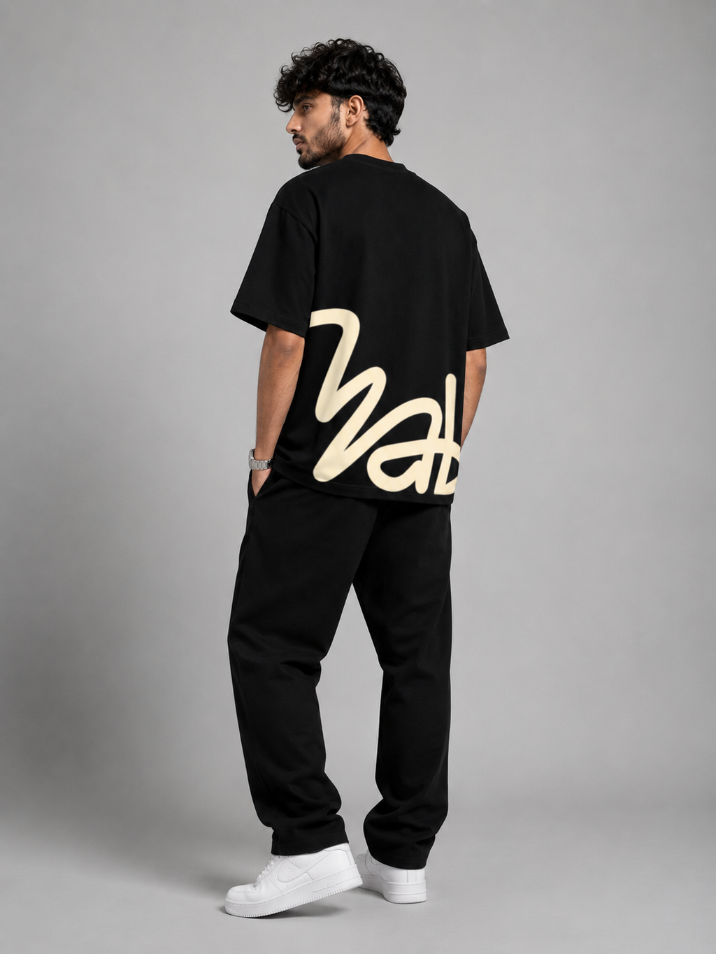 Wrapsey Signature Flow Oversized T-Shirt – Black