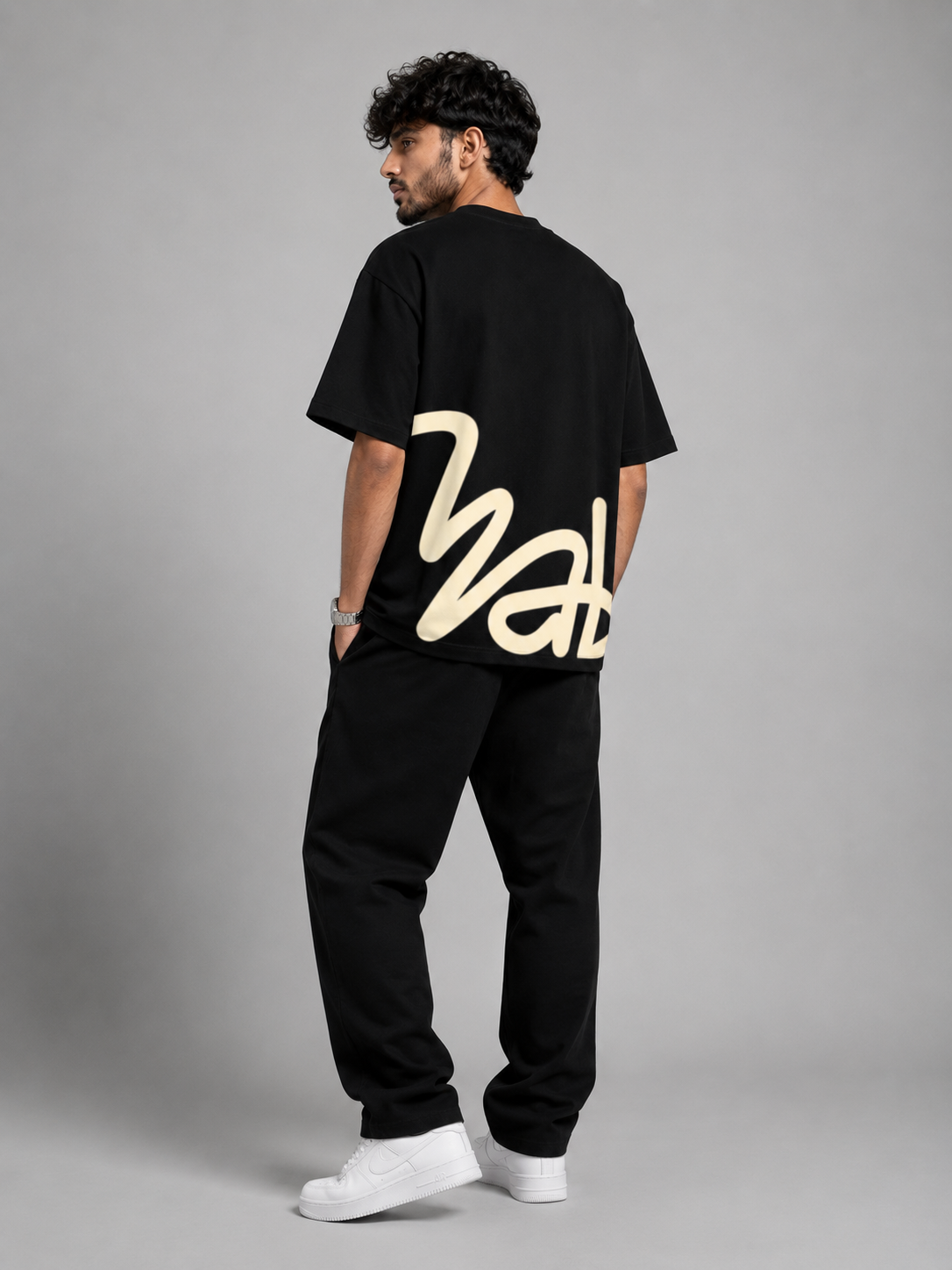 Wrapsey Signature Flow Oversized T-Shirt – Black