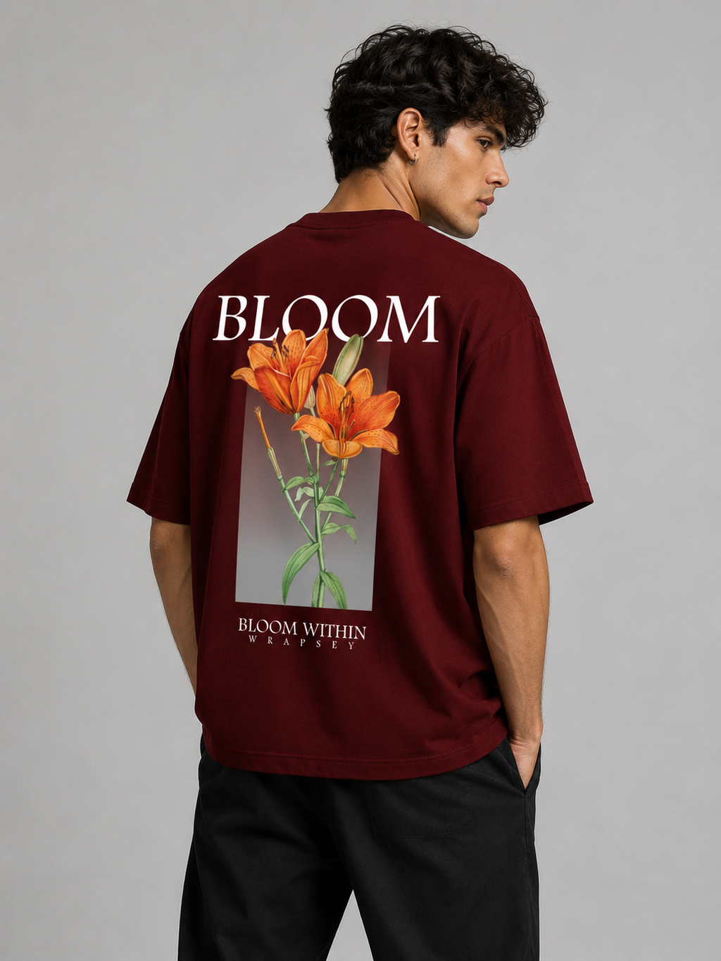 Bloom Within Maroon Oversized T-Shirt