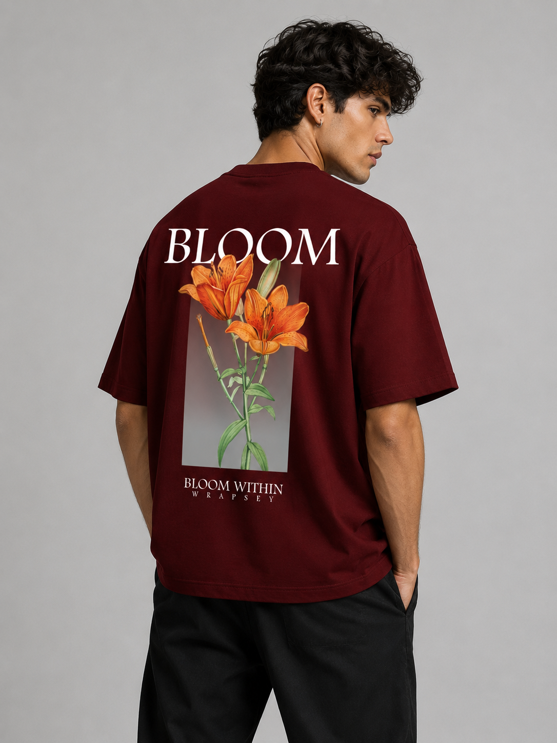 Bloom Within Maroon Oversized T-Shirt