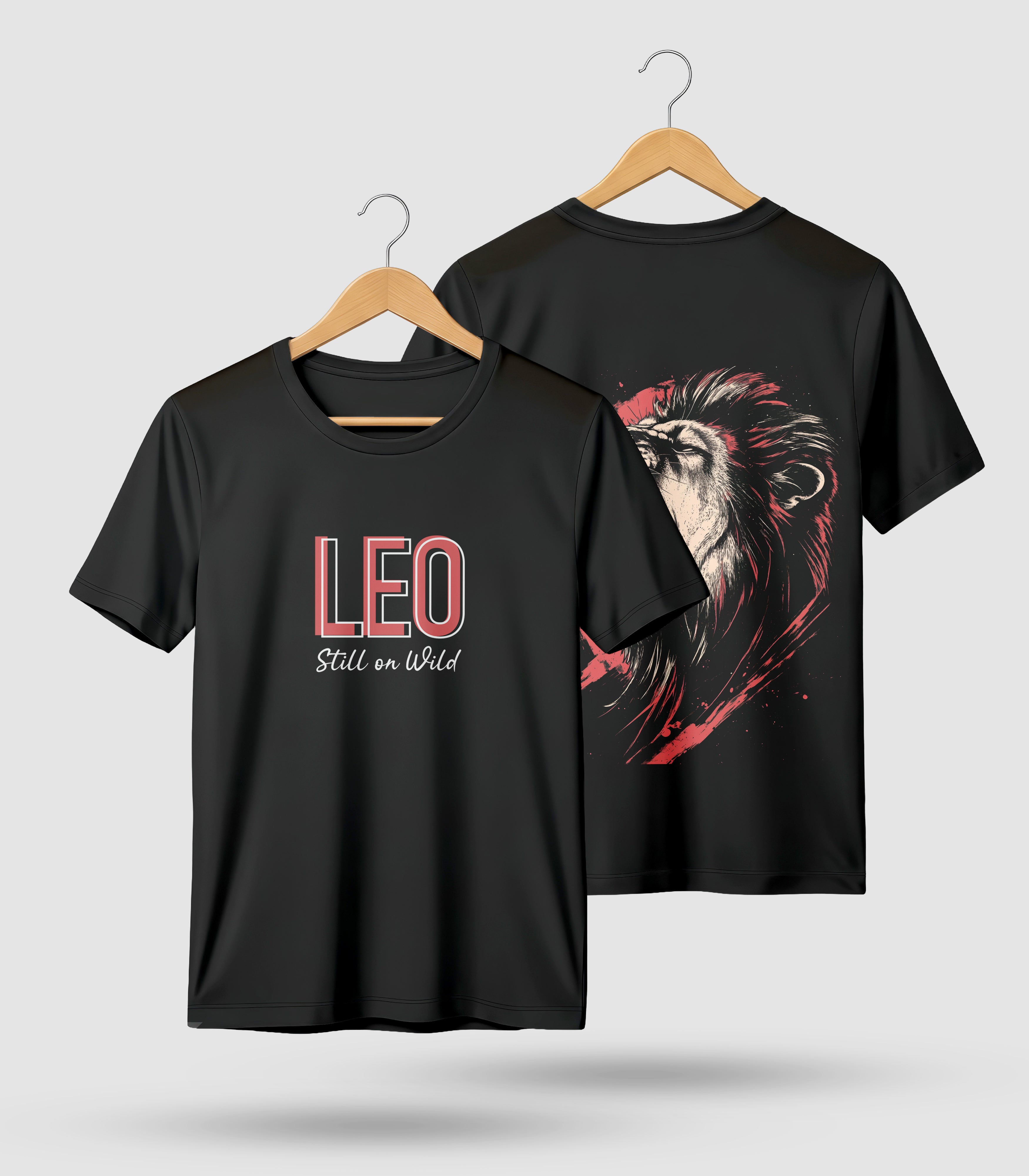 "LEO Still on Wild" Graphic Tee – Premium Black T-Shirt with Roaring Lion Back Print
