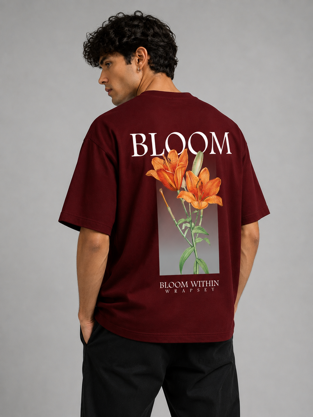 Bloom Within Maroon Oversized T-Shirt