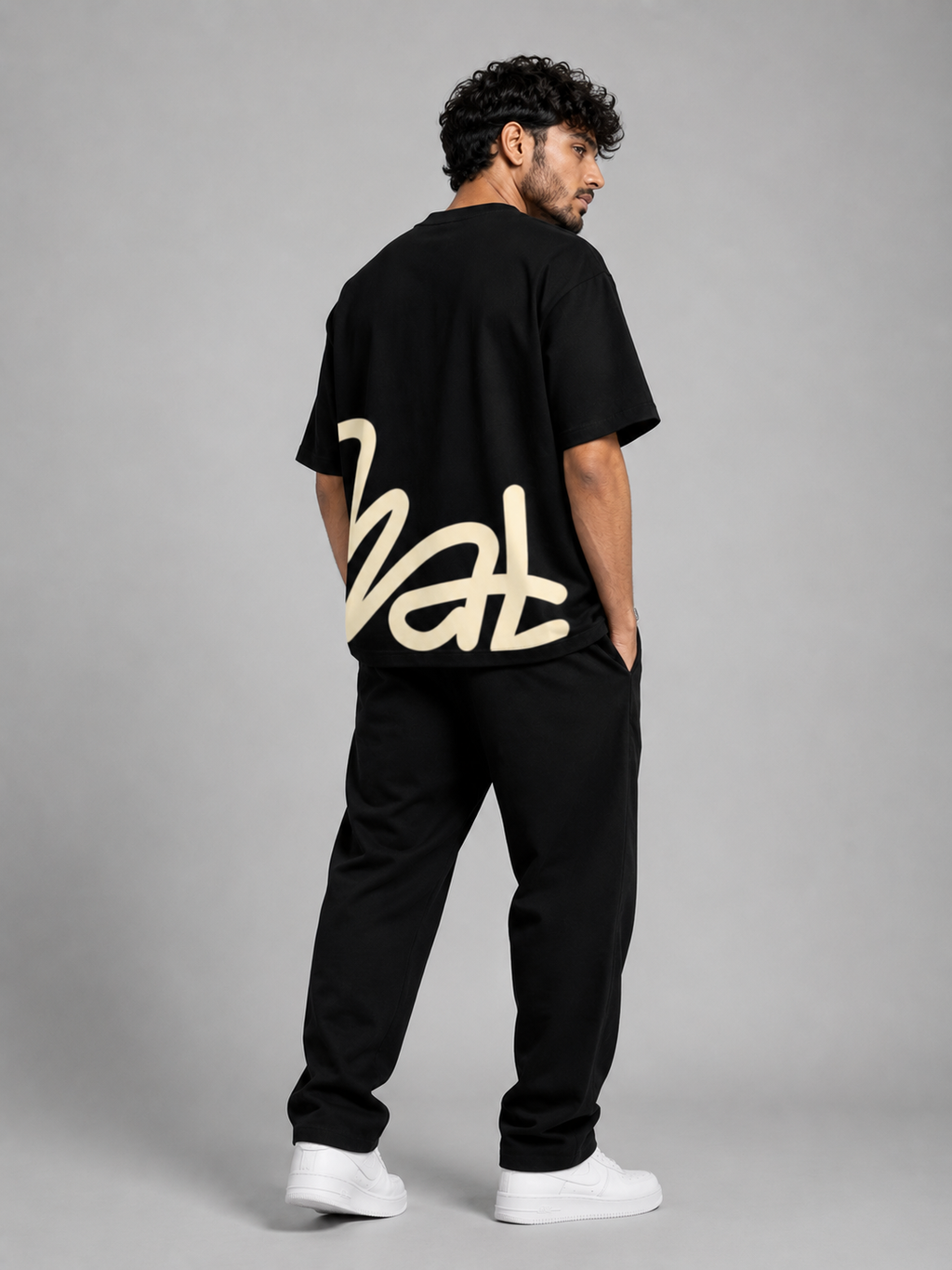 Wrapsey Signature Flow Oversized T-Shirt – Black