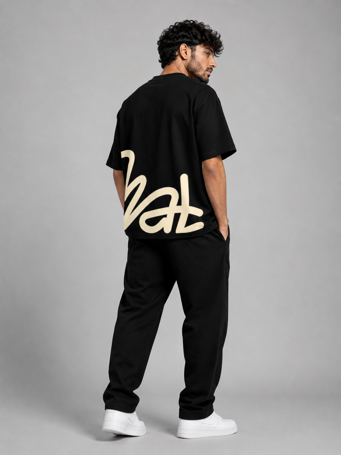 Wrapsey Signature Flow Oversized T-Shirt – Black