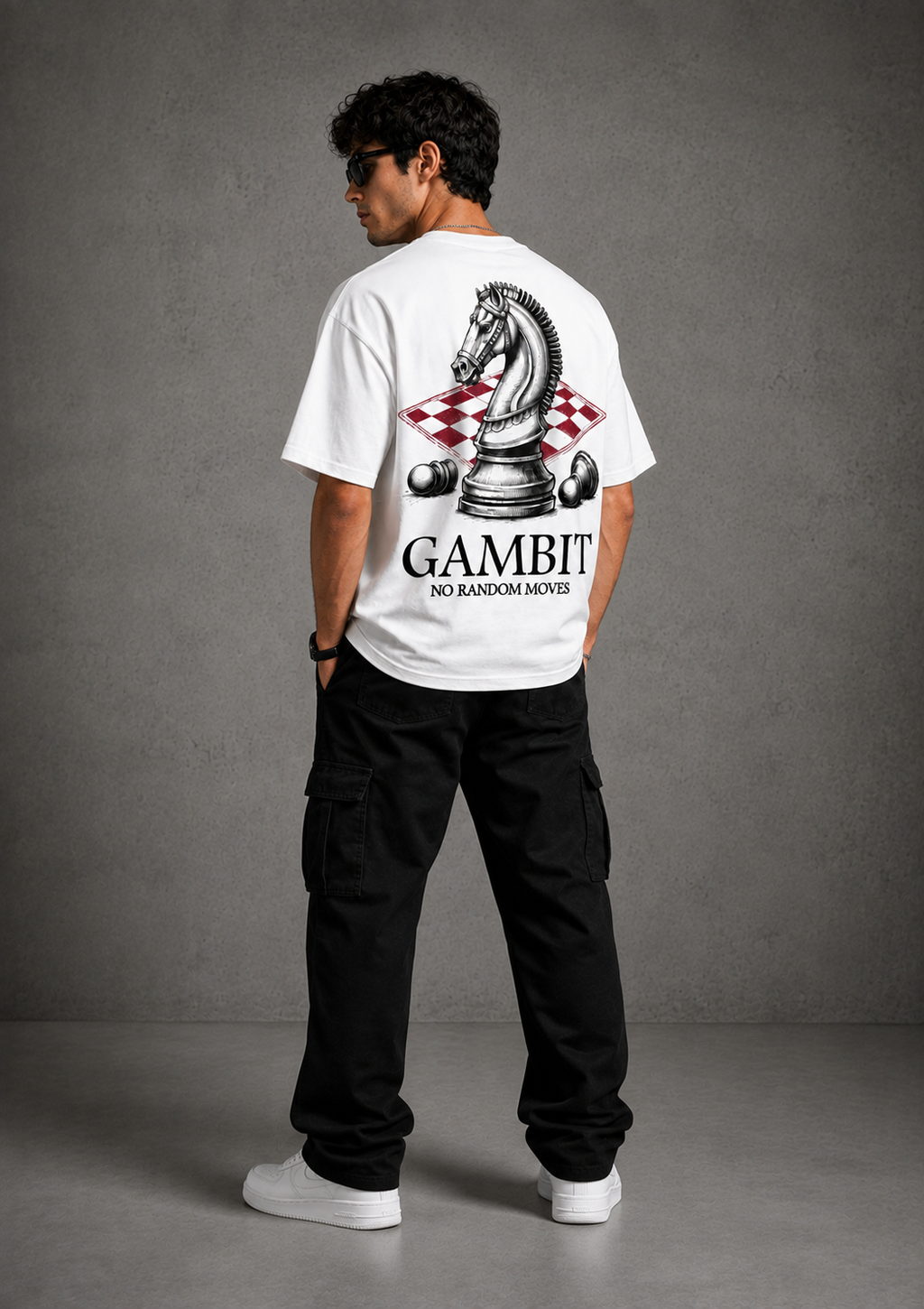 Gambit – No Random Moves Oversized Graphic T-Shirt | White