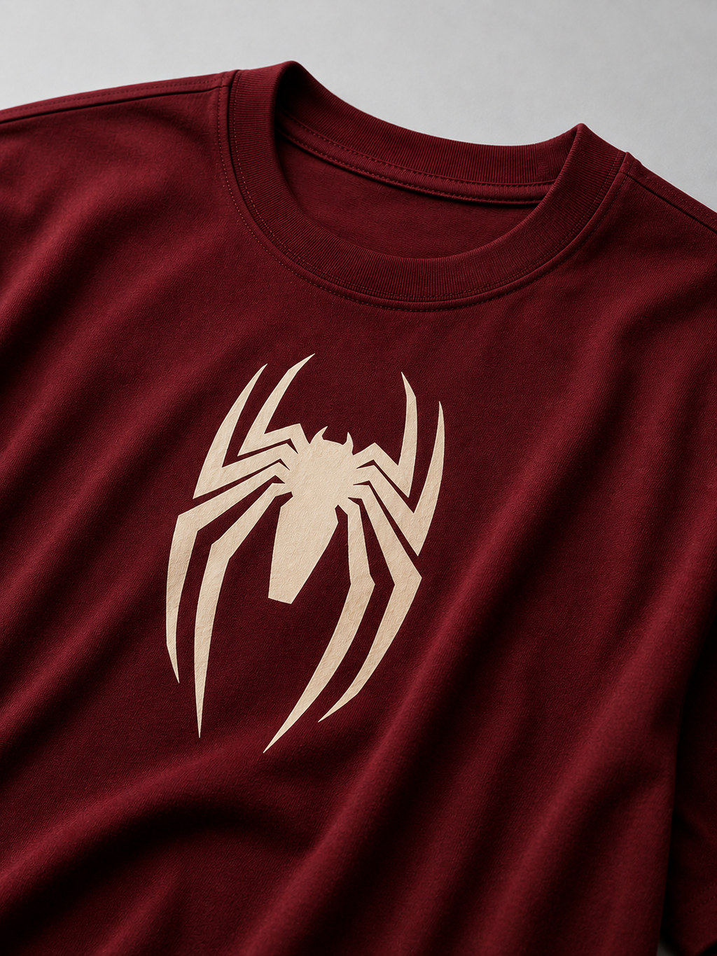 Spider Web Maroon Oversized T-Shirt