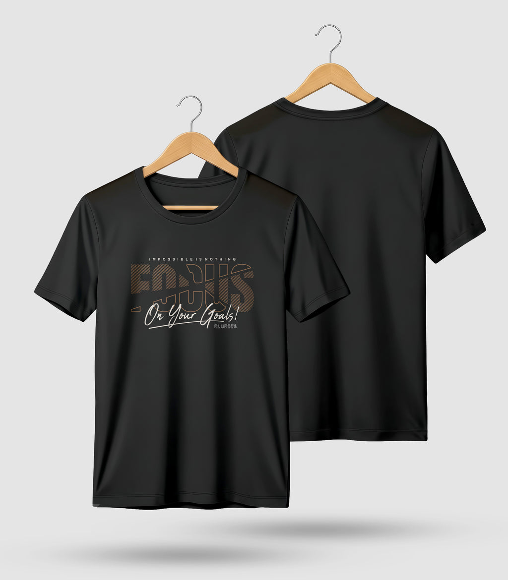 FOCUS On Your Goals Graphic Tee – Premium Black Typographic T-Shirt