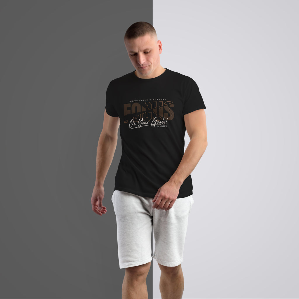 FOCUS On Your Goals Graphic Tee – Premium Black Typographic T-Shirt