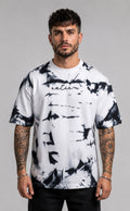 Premium Oversized Tie-Dye T-Shirt for Men | Black & White Cotton Streetwear Tee