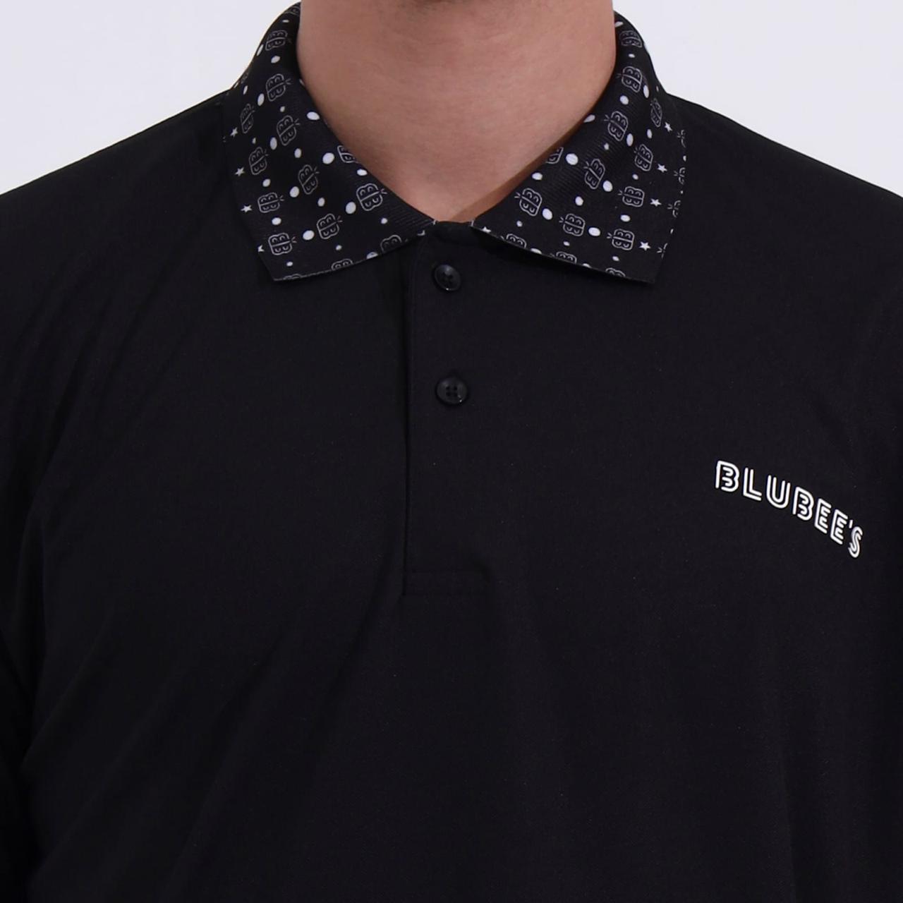 Men’s Premium Black Polo T-Shirt – Short Sleeve Slim Fit Polo with Patterned Collar & Cuffs
