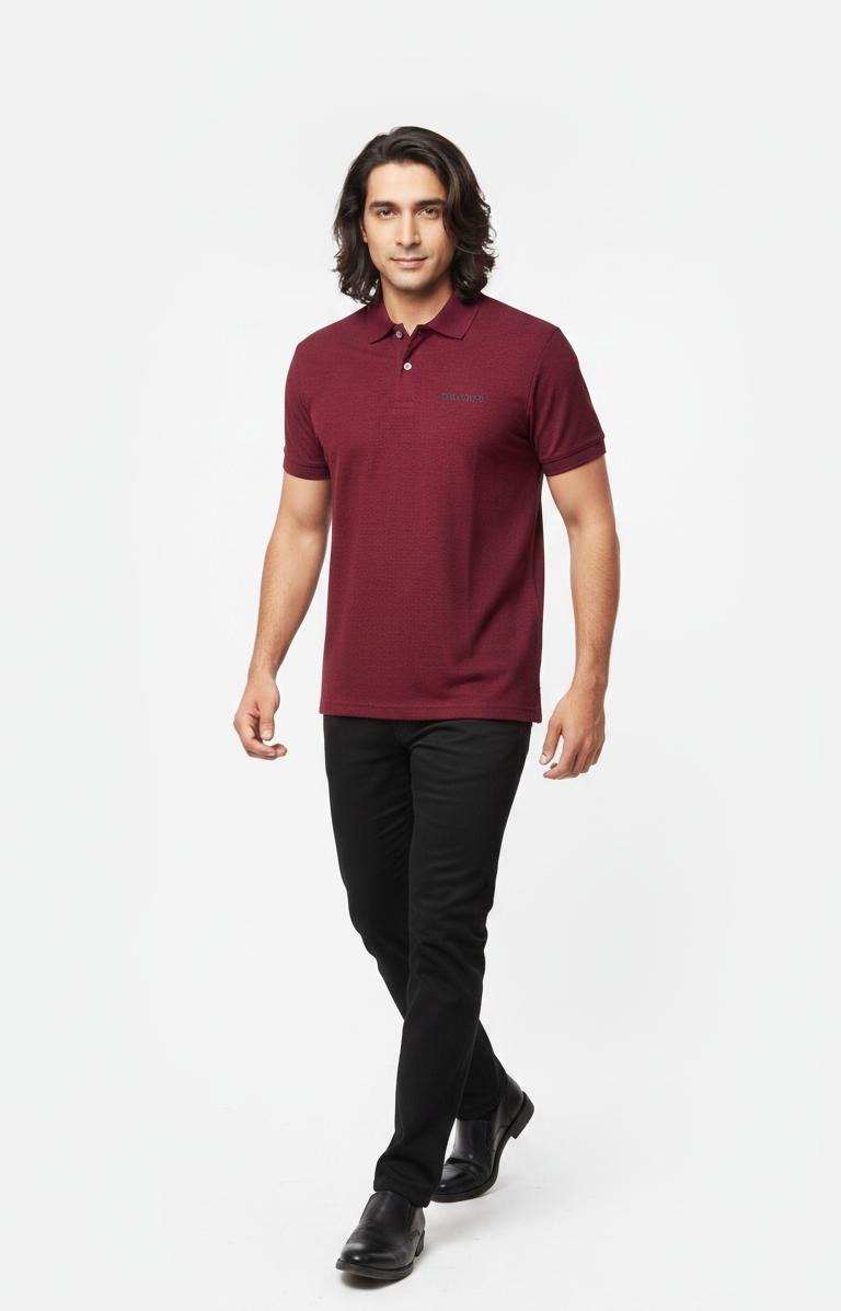 Wrapsey Solid Men Polo Neck Reversible Maroon T-Shirt