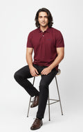 Wrapsey Solid Men Polo Neck Reversible Maroon T-Shirt
