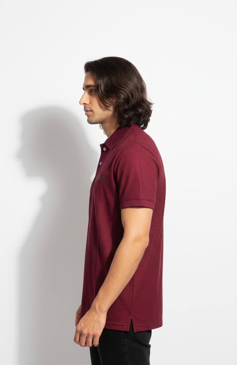 Wrapsey Solid Men Polo Neck Reversible Maroon T-Shirt