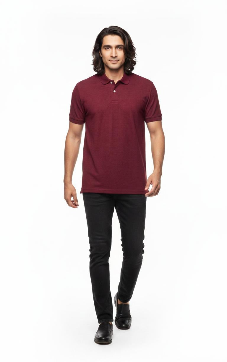 Wrapsey Solid Men Polo Neck Reversible Maroon T-Shirt