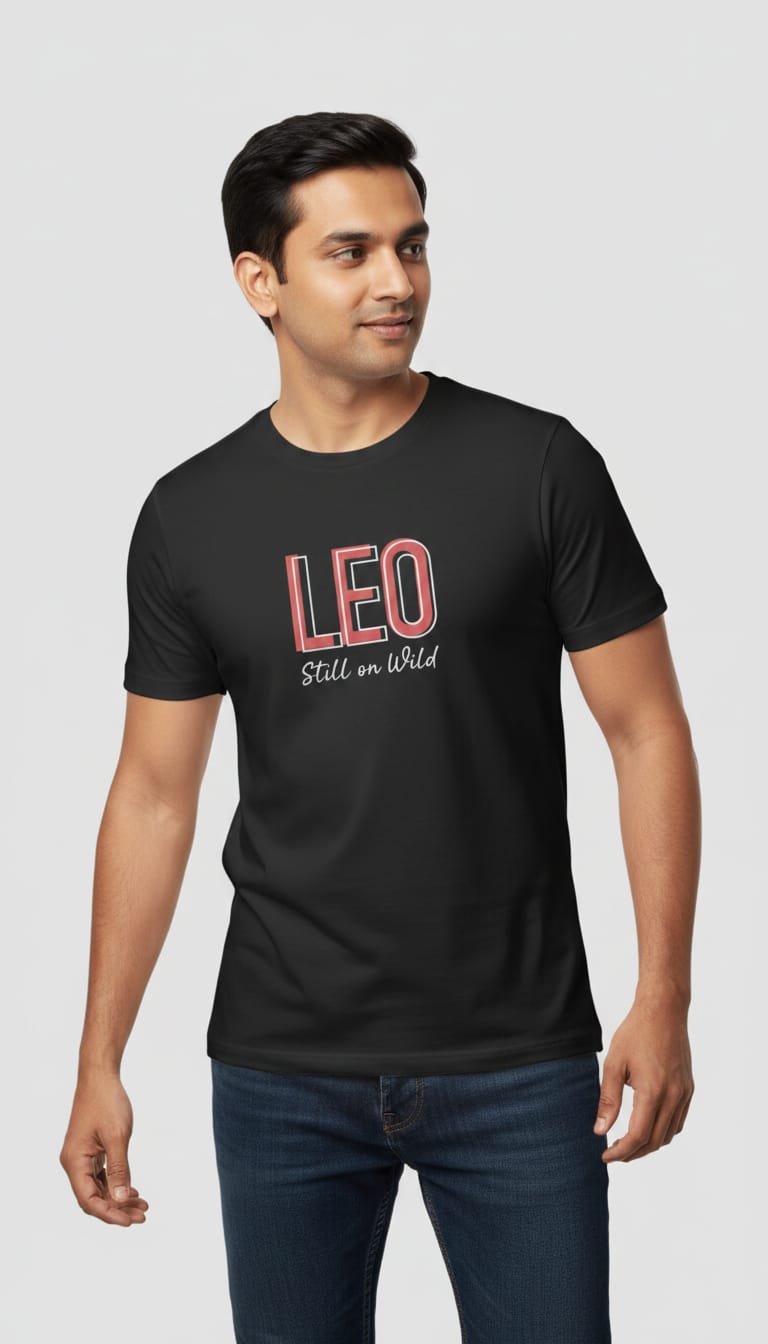 "LEO Still on Wild" Graphic Tee – Premium Black T-Shirt with Roaring Lion Back Print