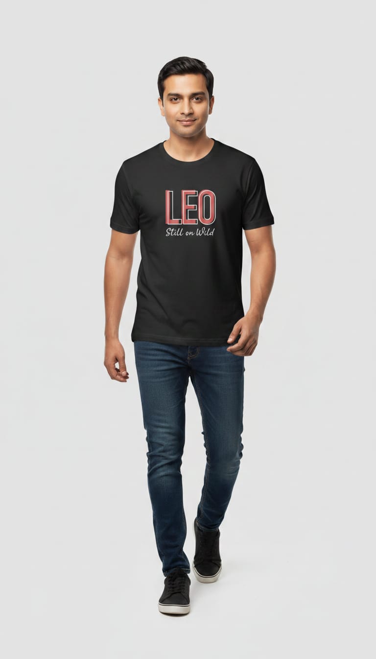 "LEO Still on Wild" Graphic Tee – Premium Black T-Shirt with Roaring Lion Back Print