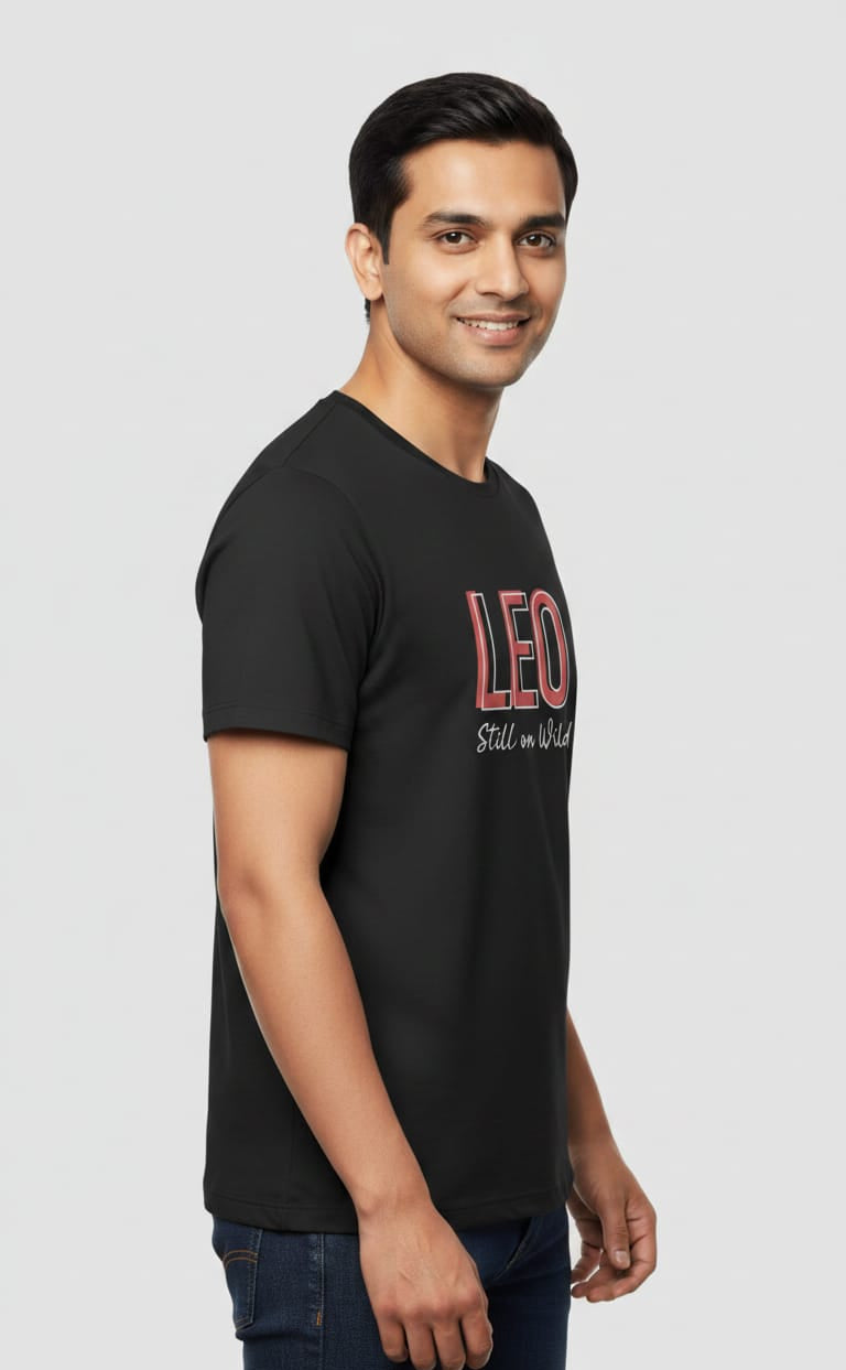 "LEO Still on Wild" Graphic Tee – Premium Black T-Shirt with Roaring Lion Back Print