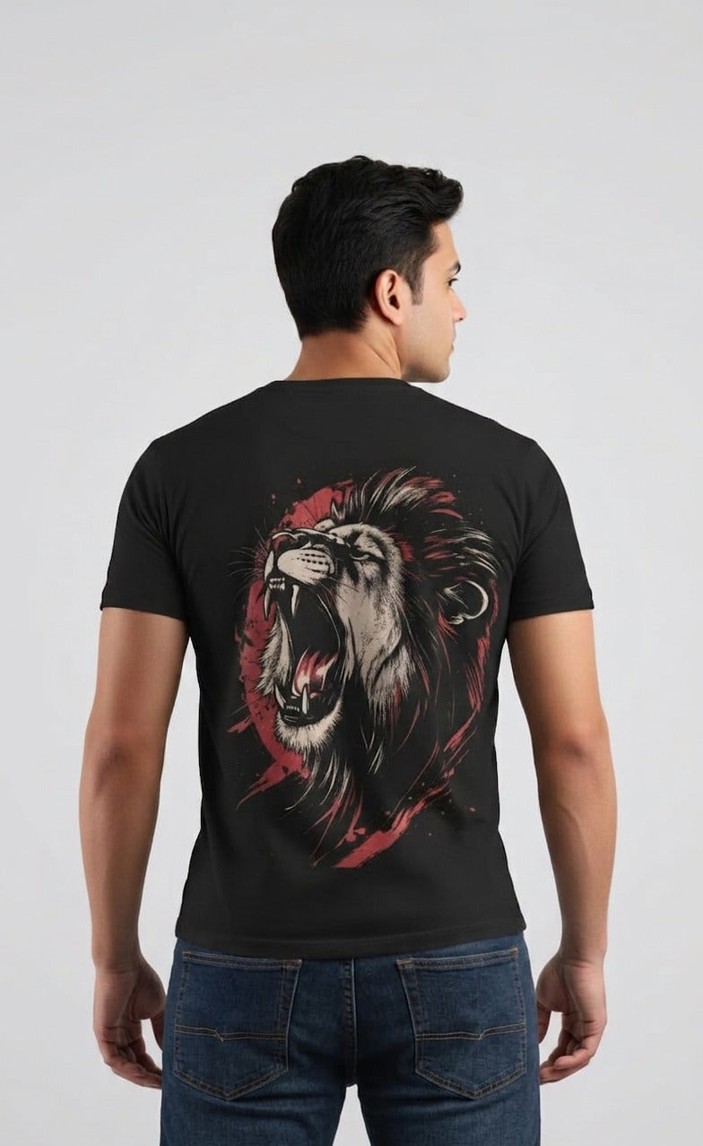 "LEO Still on Wild" Graphic Tee – Premium Black T-Shirt with Roaring Lion Back Print