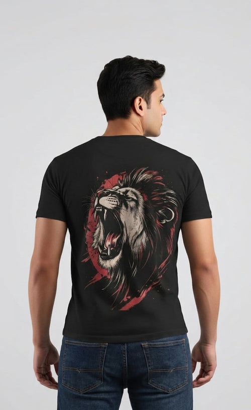 "LEO Still on Wild" Graphic Tee – Premium Black T-Shirt with Roaring Lion Back Print