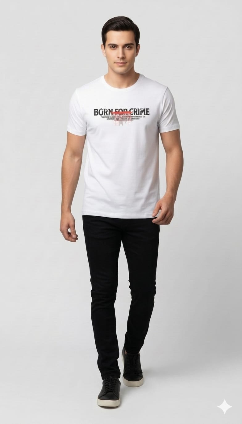 Born For Crime Graphic Printed Regular Fit T-Shirt