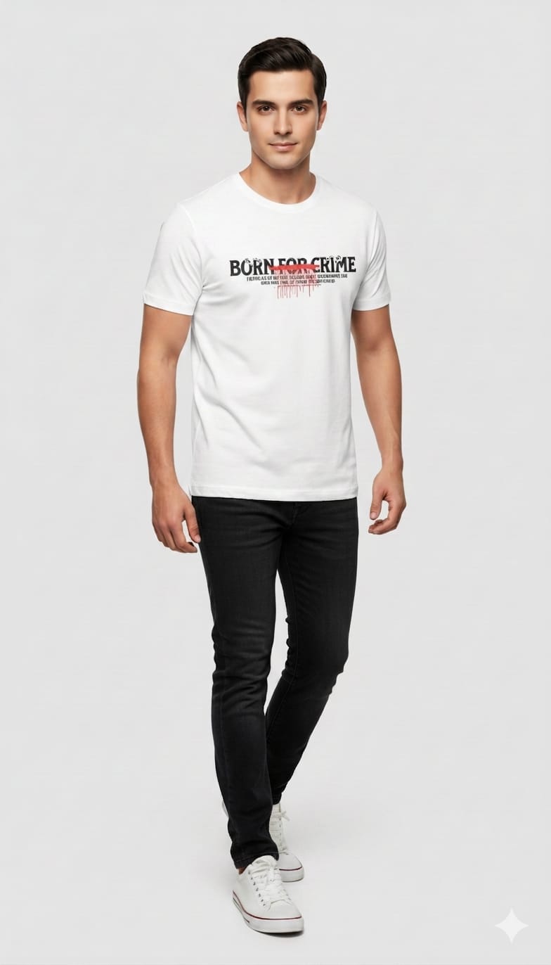 Born For Crime Graphic Printed Regular Fit T-Shirt