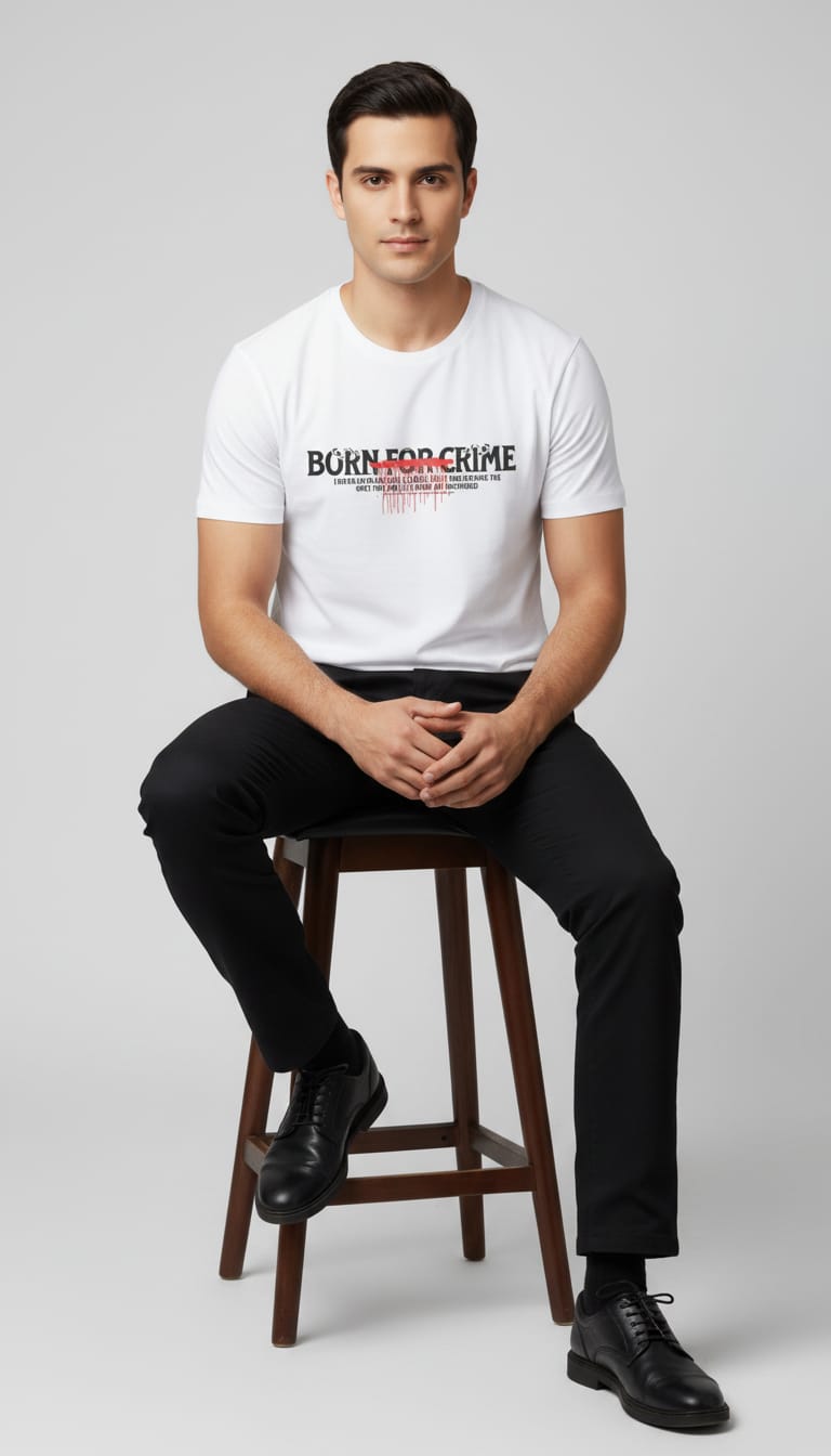 Born For Crime Graphic Printed Regular Fit T-Shirt