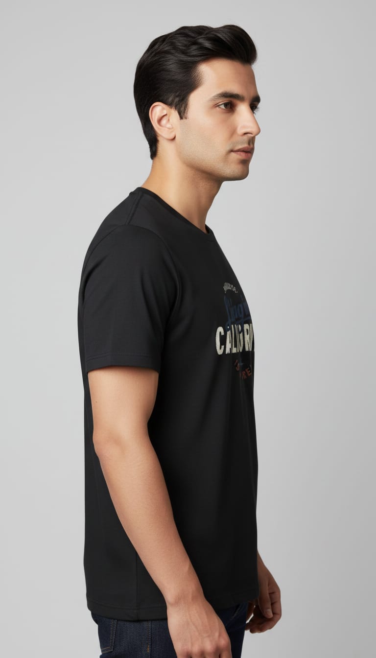 Men's "Living in California" Graphic T-Shirt – Casual Black Short Sleeve Crew Neck Tee