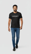 Men's "ARMY - Nation First" Graphic T-Shirt – Patriotic Black Short Sleeve Round Neck