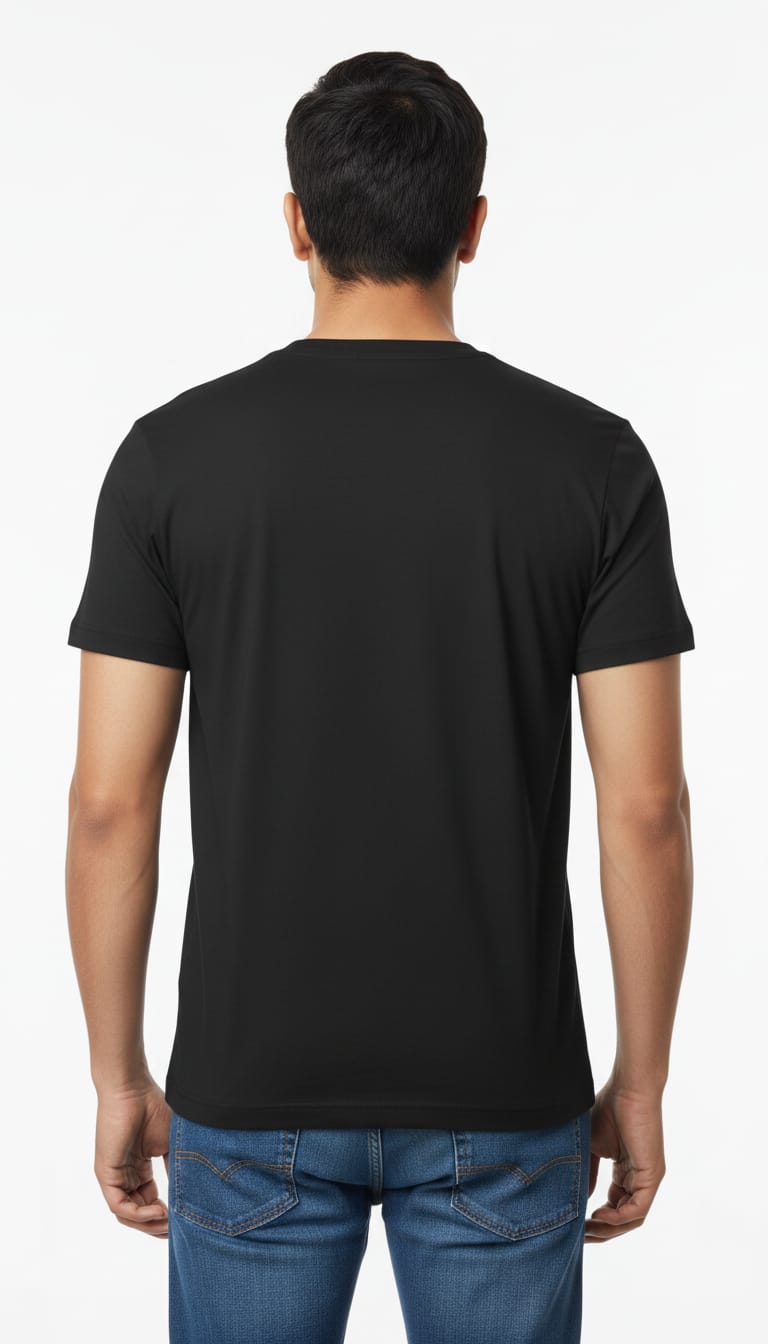 Men's Solid Black Round Neck Half Sleeve Cotton Blend T-Shirt | Regular Fit Casual Wear
