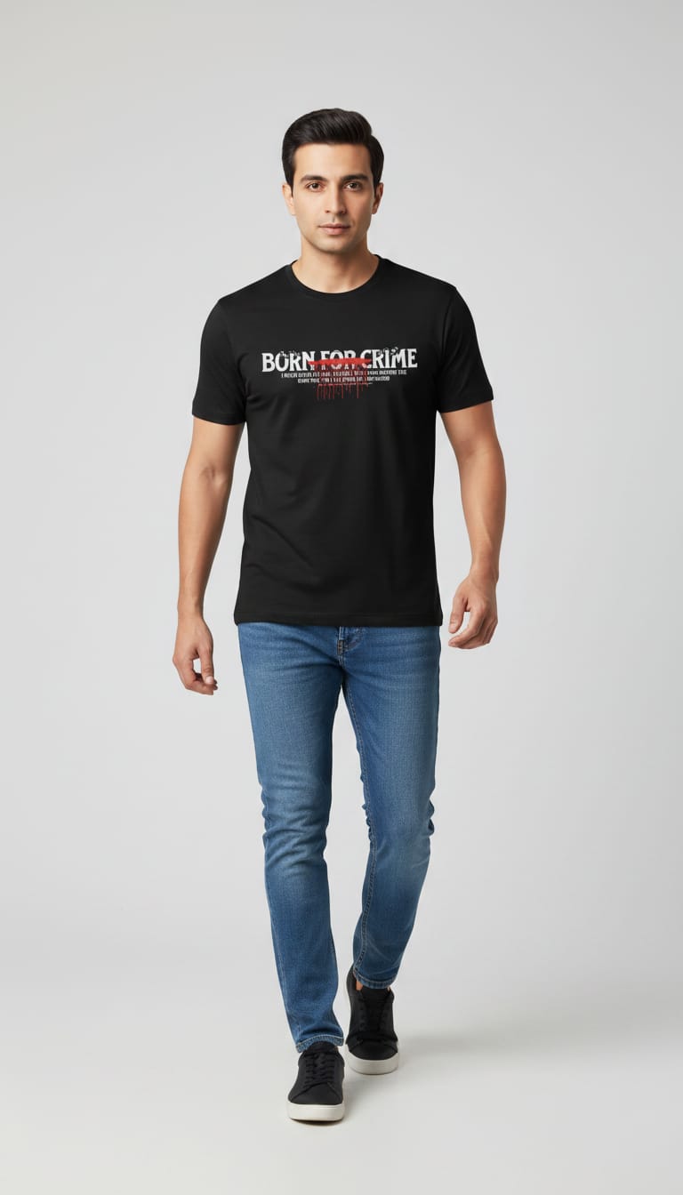 Born For Crime Graphic Printed Regular Fit T-Shirt