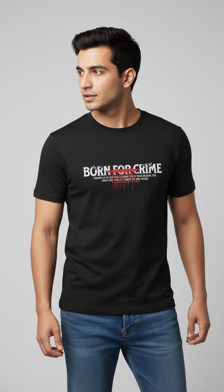 Born For Crime Graphic Printed Regular Fit T-Shirt