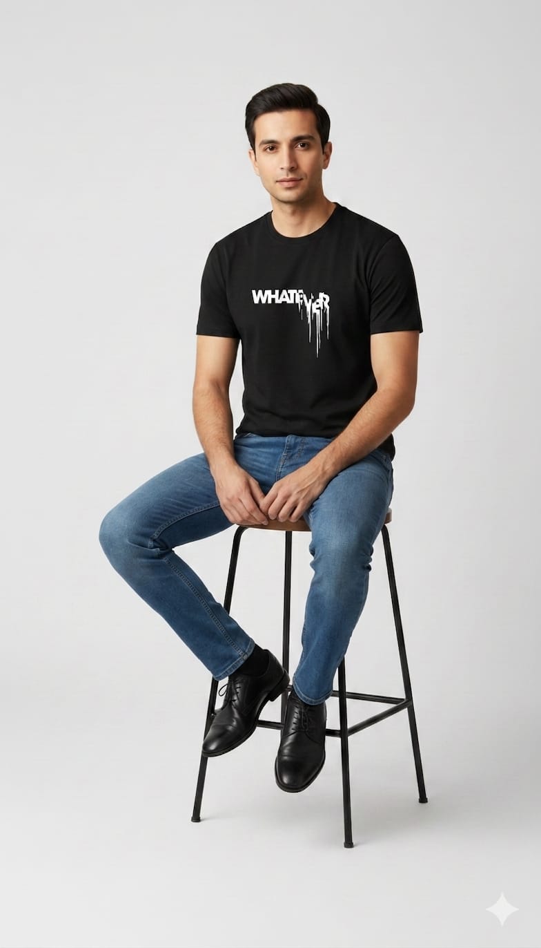 Men's "WHATEVER" Graphic Drip T-Shirt – Sleek Black