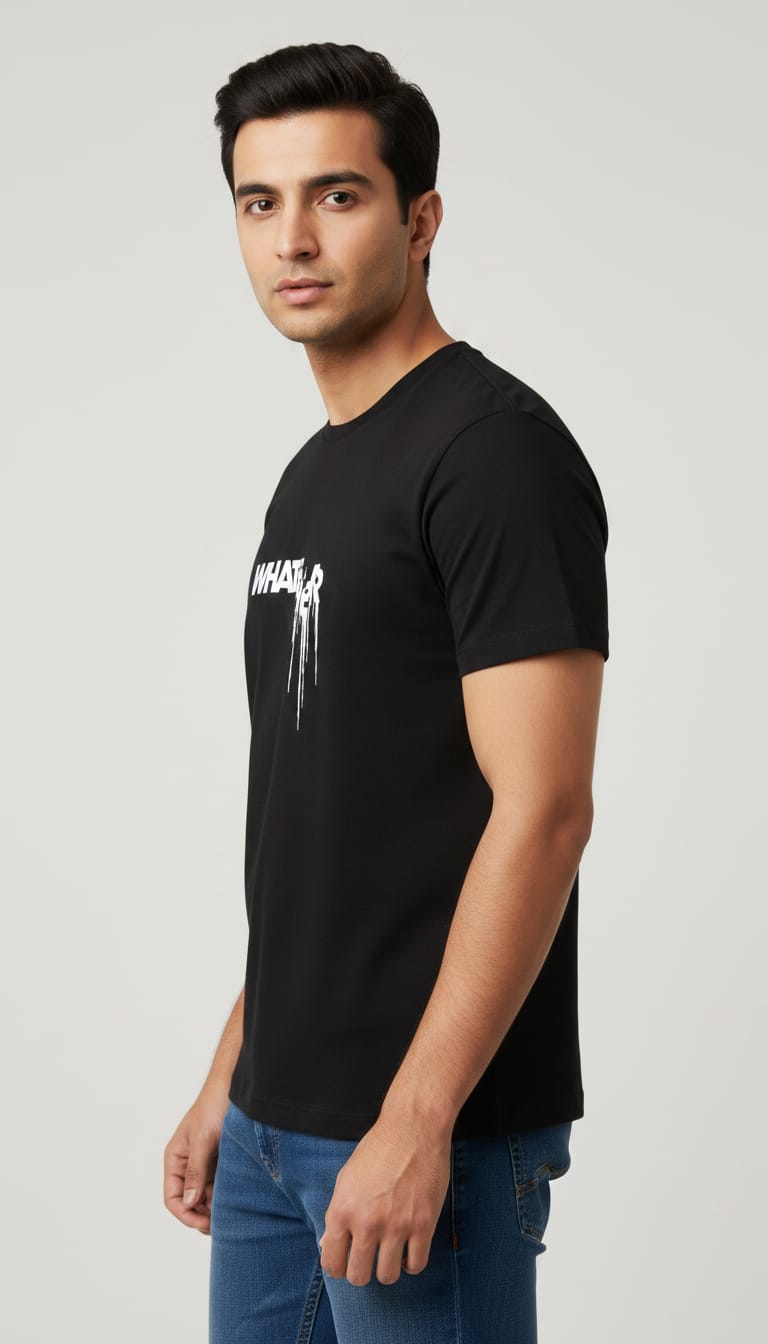 Men's "WHATEVER" Graphic Drip T-Shirt – Sleek Black